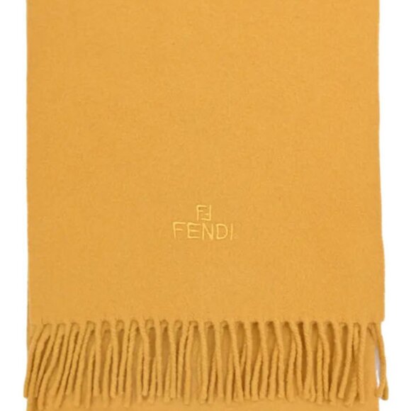 Authentic Fendi 100% Wool Scarf Mustard Color w/ COA